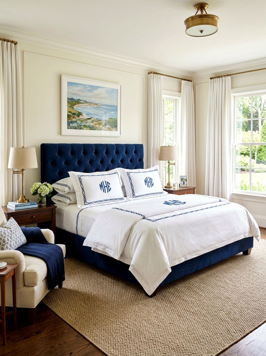 Classic Monogrammed Bedding - 30 preppy home decor ideas