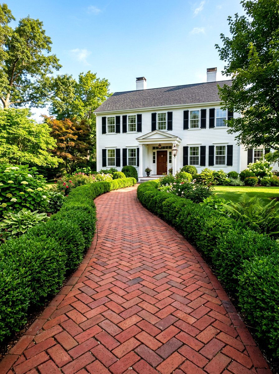 Classic Red Brick - 30 front yard walkway ideas