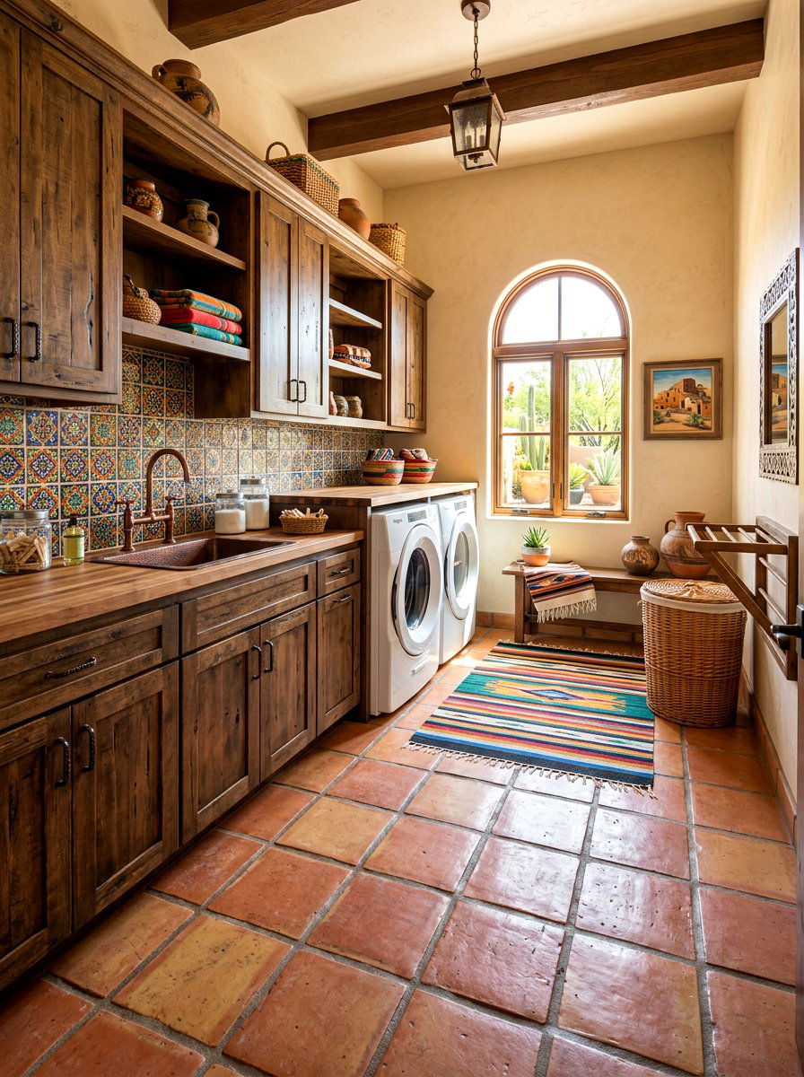 Classic Saltillo Tile - 30 laundry room floor tile ideas