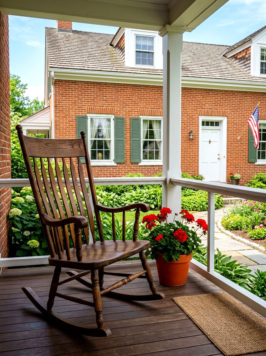 Classic Slatted High Back Rocker - 30 porch rocking chair ideas