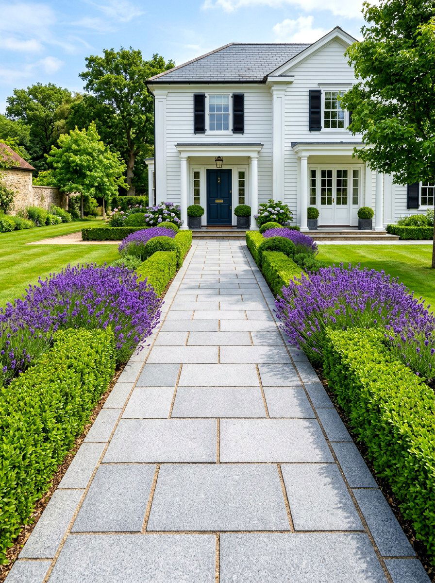 Classic Stone Paver Walkway - 30 front garden path ideas