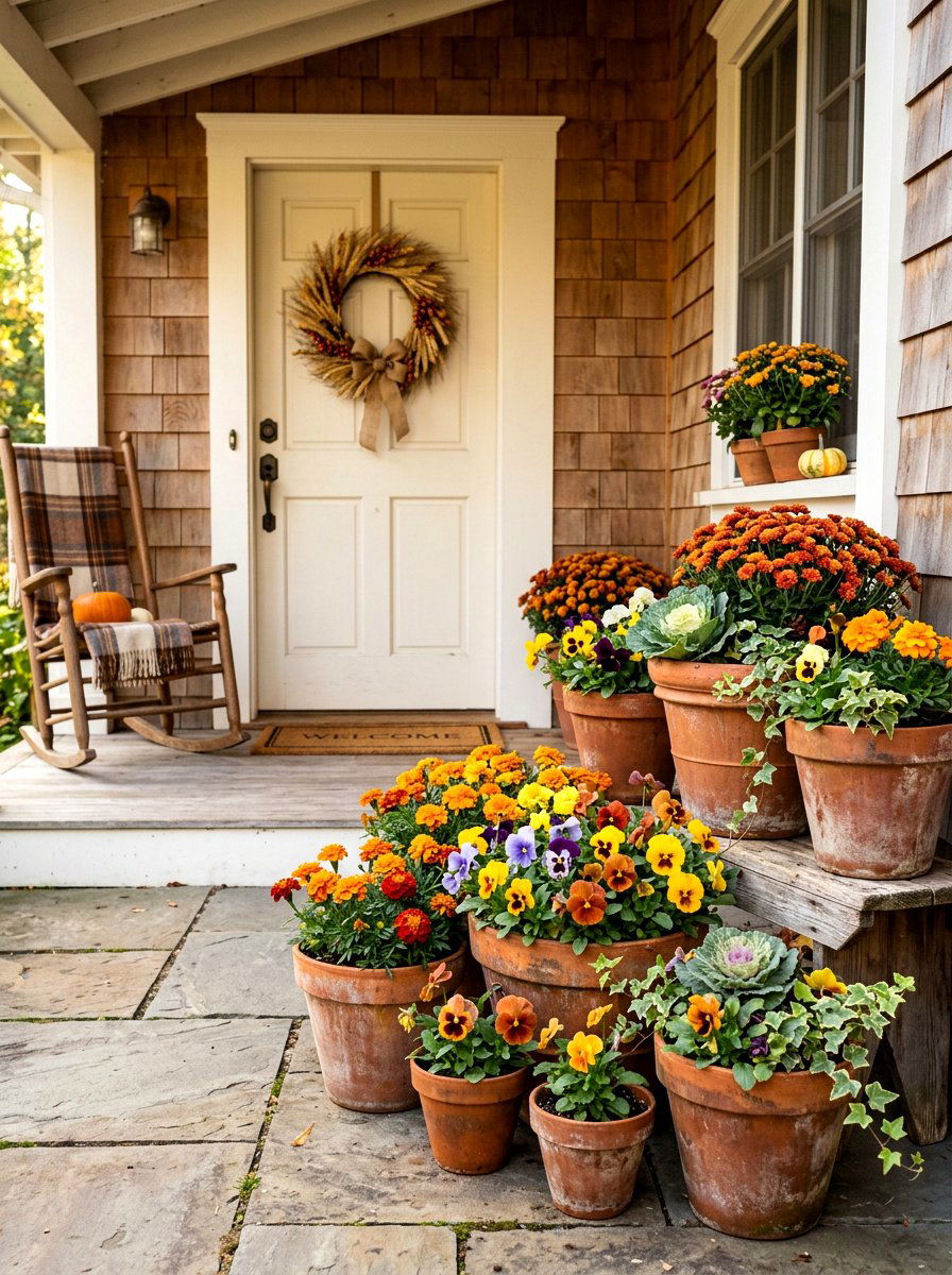 Classic Terra Cotta Pots - 30 fall porch planter ideas