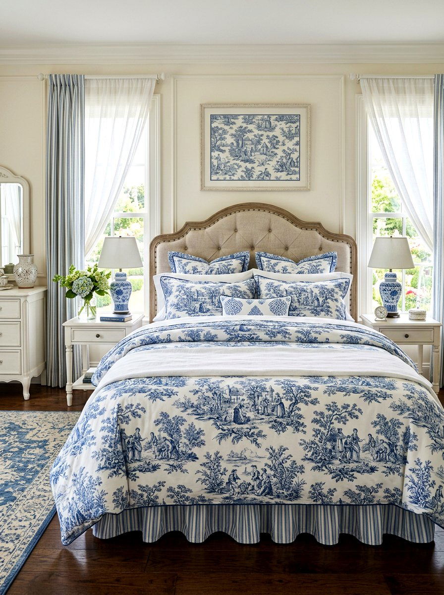 Classic Toile Bedding - 30 guest room bedding ideas