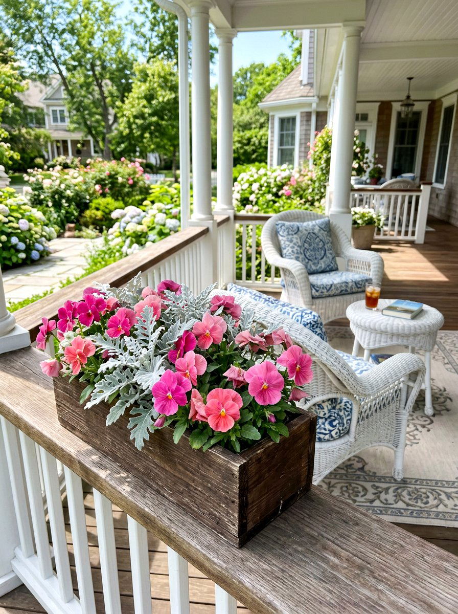 Classic Veranda Flower Box - 30 exterior flower box ideas