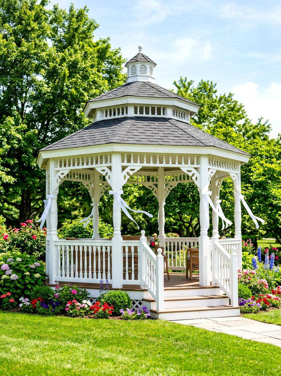 Classic White Gazebo - 30 backyard wedding gazebo ideas
