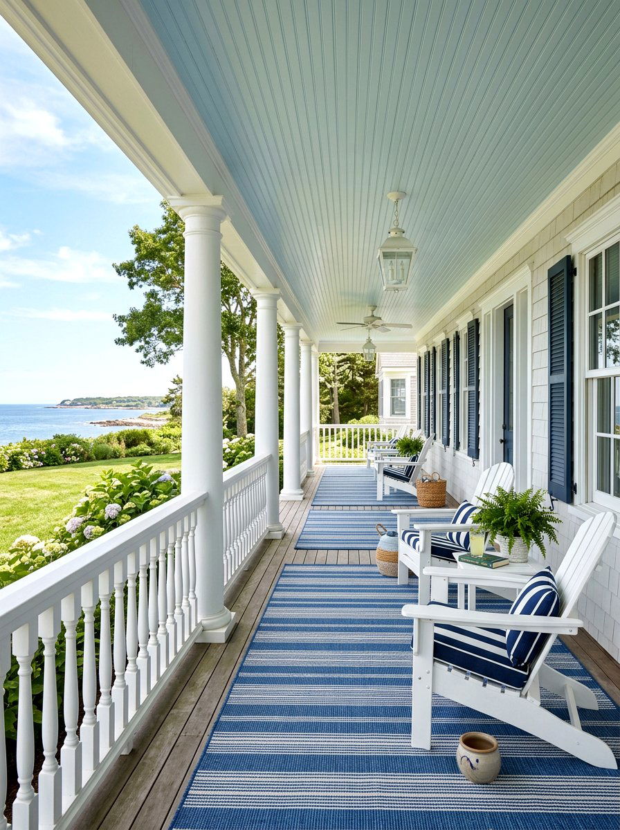 Classic White Porch Railing - 30 coastal prep porch ideas