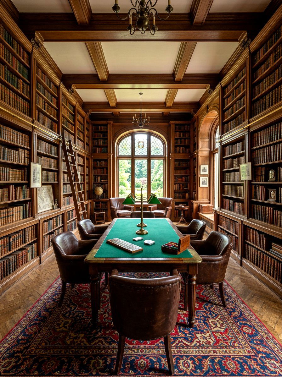 Classic Wood Library - 30 poker room ideas