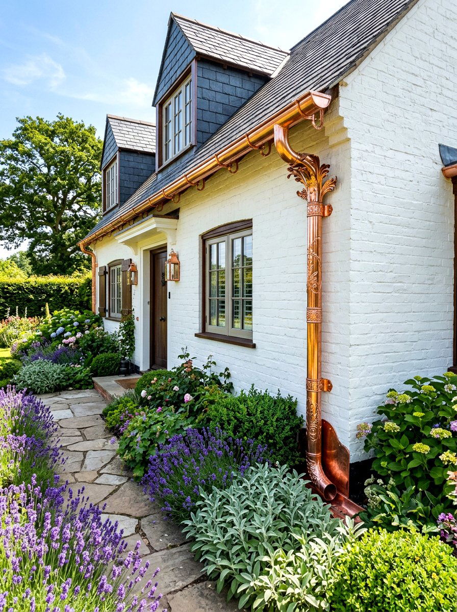 Classic copper architectural accent - 30 quiet luxury curb appeal ideas