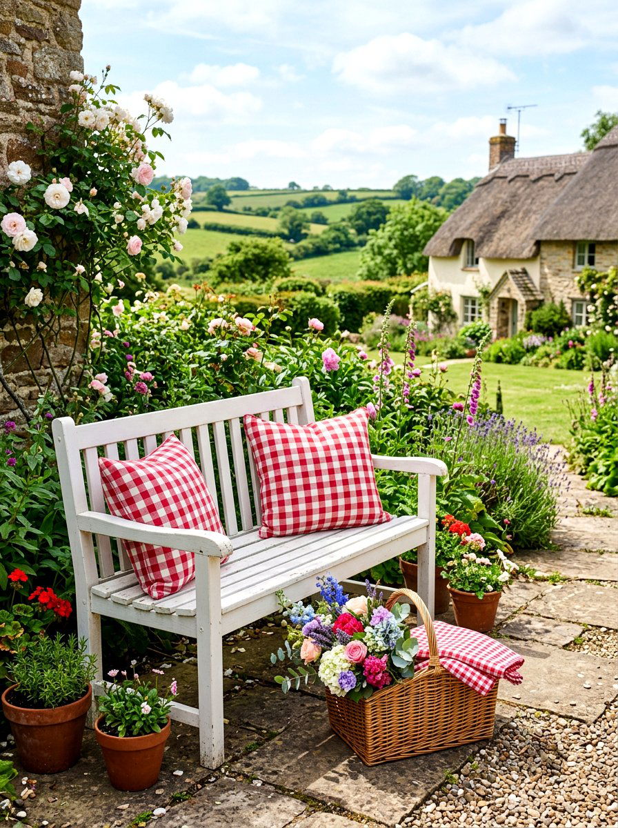 Classic gingham plaid outdoor pillow - 30 outdoor throw pillow ideas