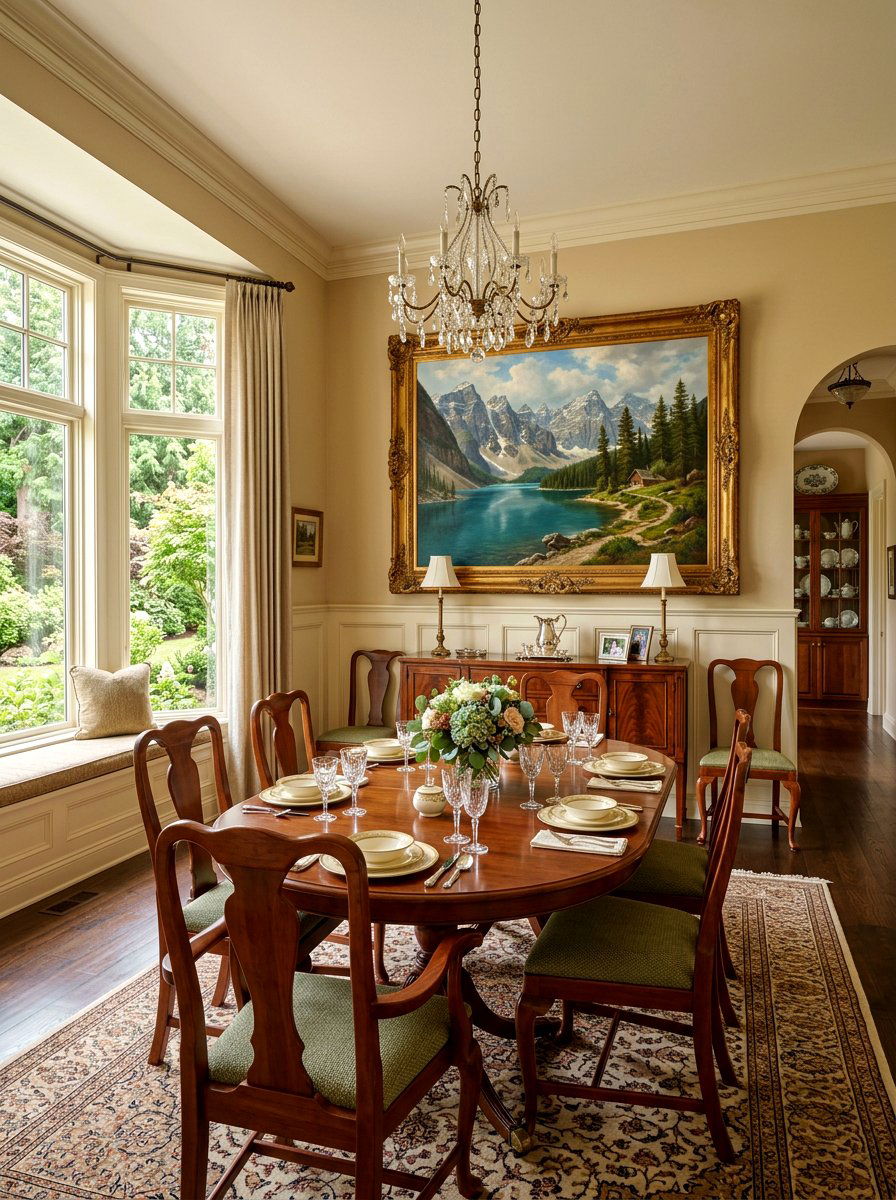 Classic landscape dining room - 30 art filled dining room ideas