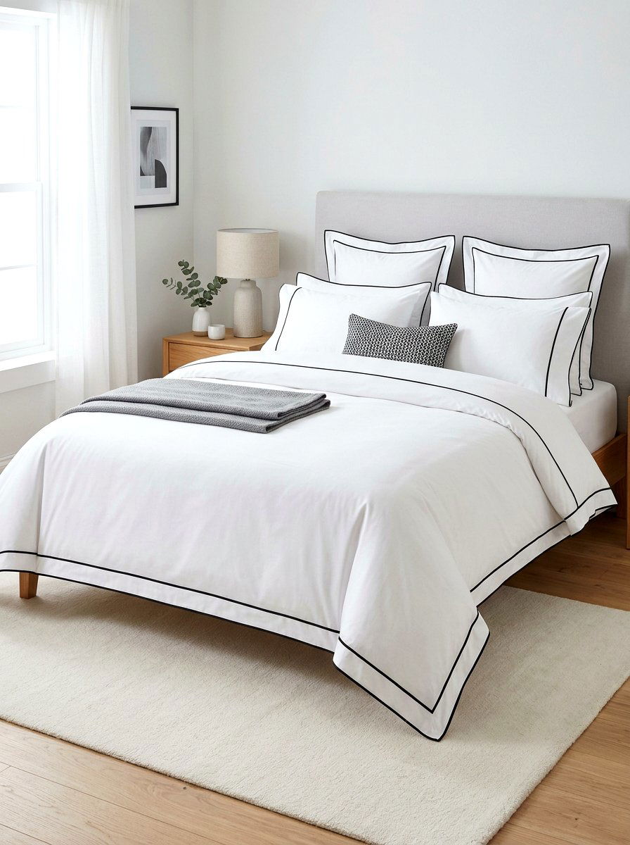 Classic monochrome piped bedding - 30 tailored bedding ideas