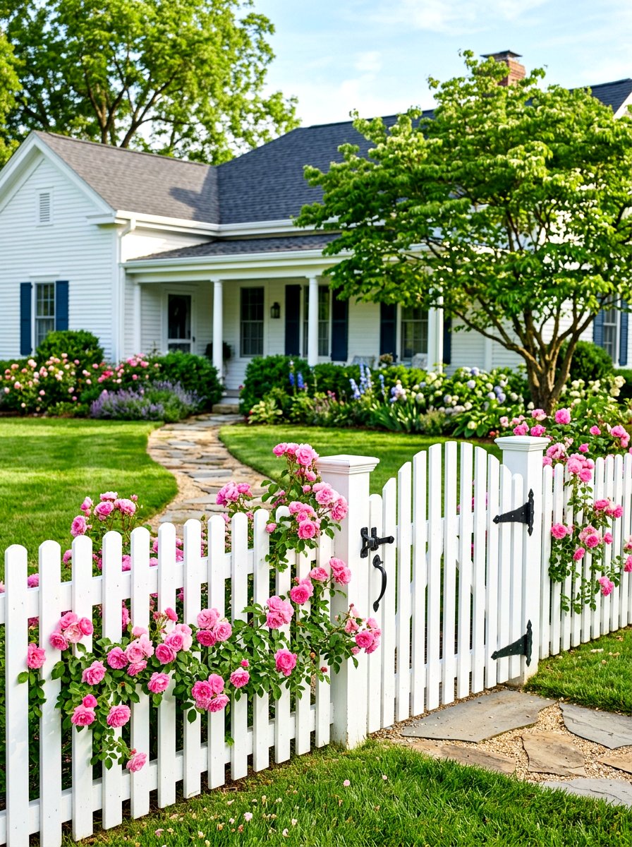 Classic white picket fence - 30 front yard makeover ideas