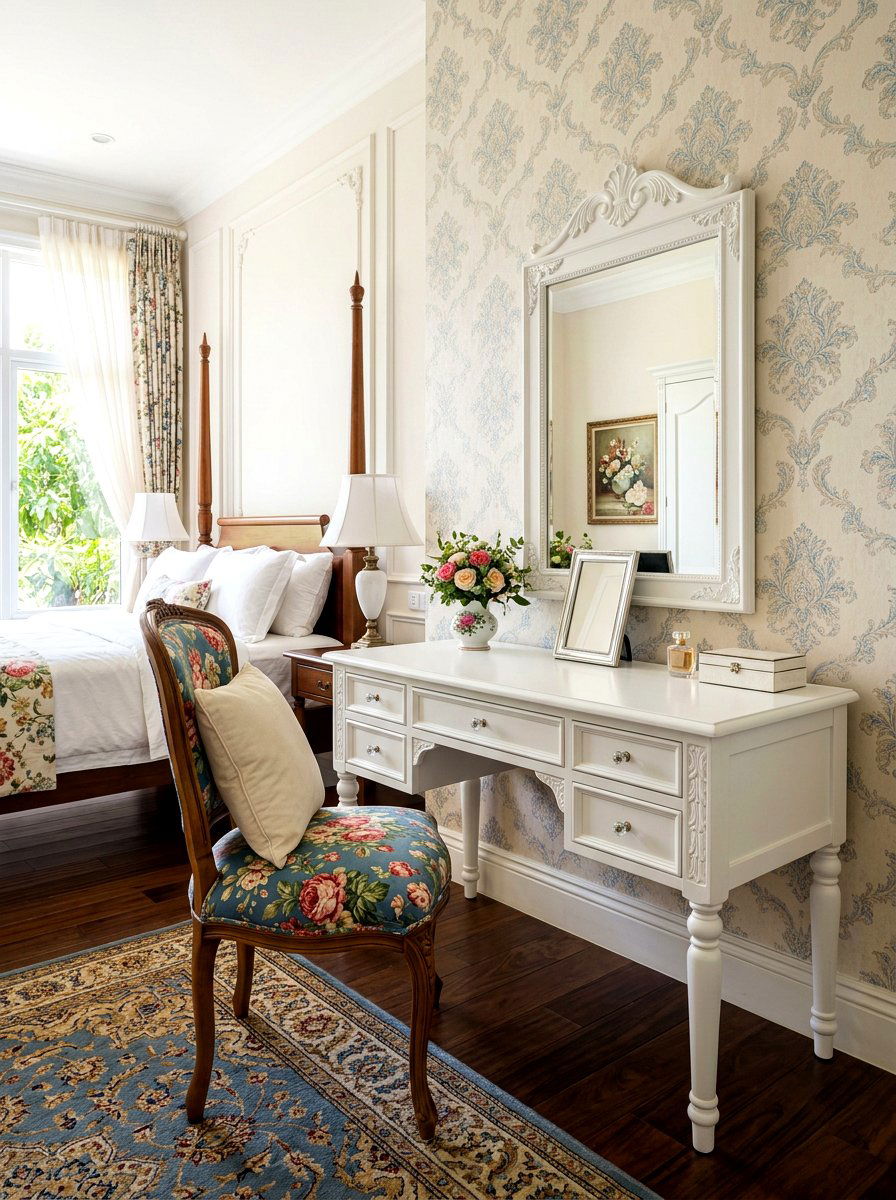 Classic white vanity - 30 bedroom vanity corner ideas