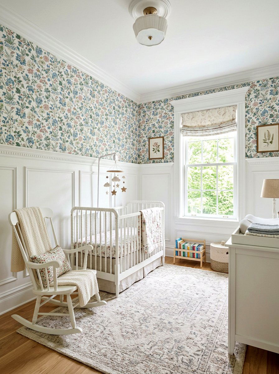 Classic white wainscoting nursery - 30 romantic baby room ideas