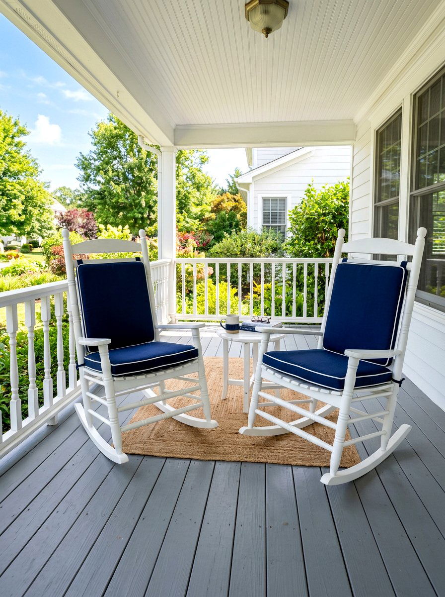 Classic wood rocking chairs - 30 colonial front porch ideas