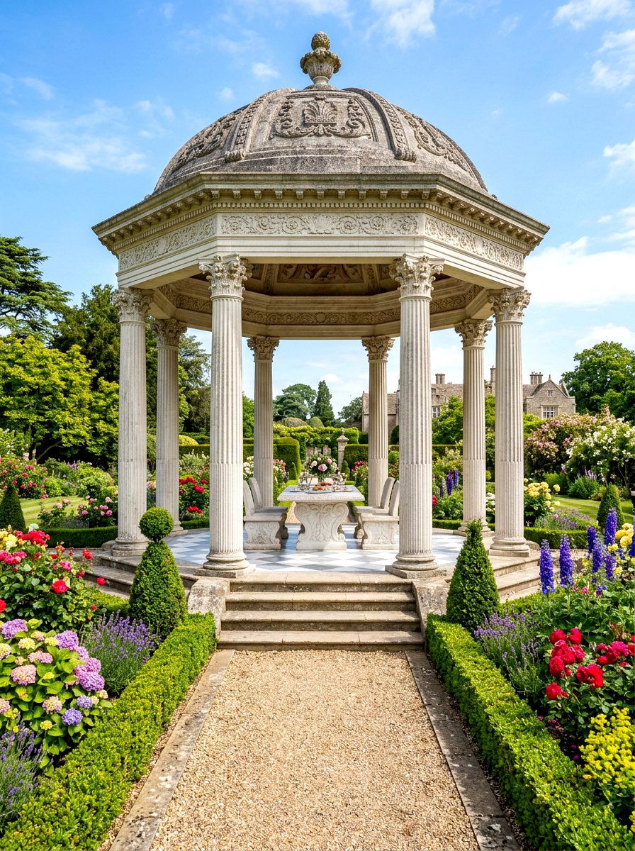 Classical Stone Tea Gazebo - 30 garden tea gazebo ideas
