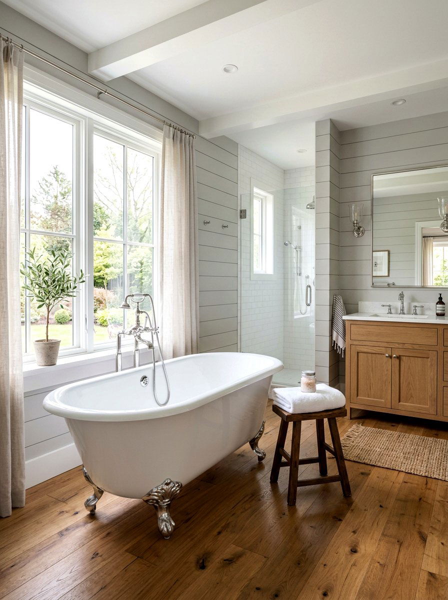 Clawfoot Bathtub - 30 cottage farmhouse bathroom ideas