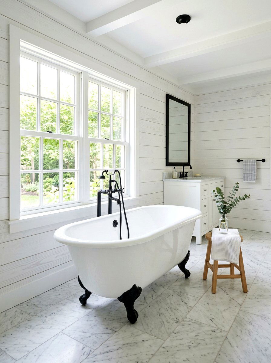 Clawfoot Soaking Bathtub - 30 modern farmhouse decor ideas