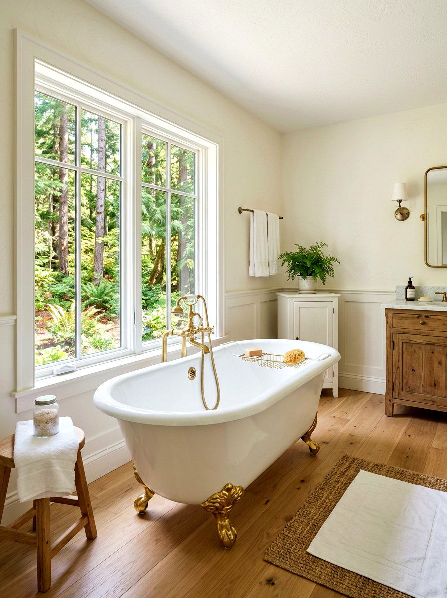 Clawfoot Tub - 30 cabin bathroom ideas
