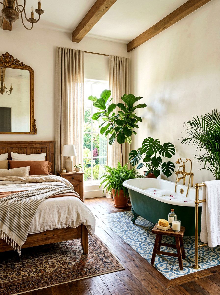 Clawfoot Tub In Bedroom - 30 cottagecore bedroom ideas