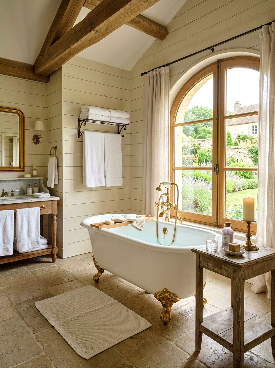 Clawfoot Tub With Brass Fixtures - 30 French country bathroom ideas