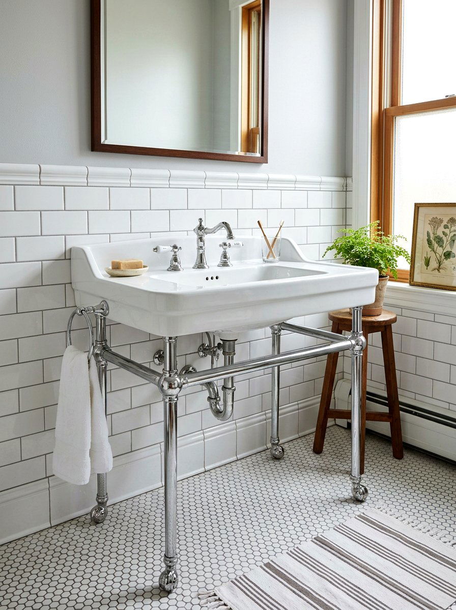 Clawfoot Vanity Sink - 30 vintage powder room ideas