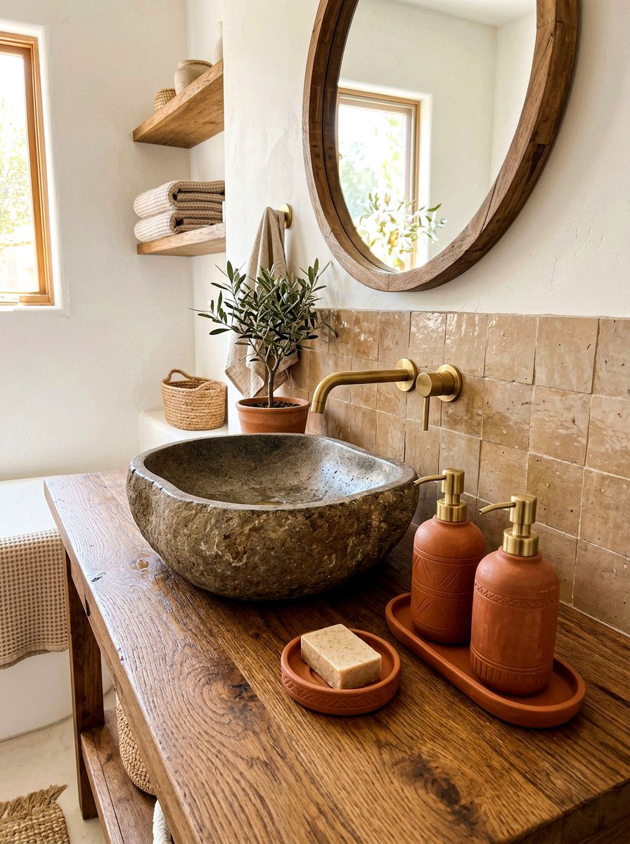Clay Bathroom Accessory - 30 boho bathroom ideas