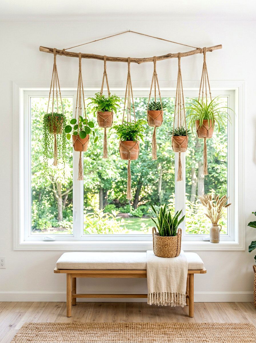 Clay Boho Hanging Arrangement - 30 small planter ideas