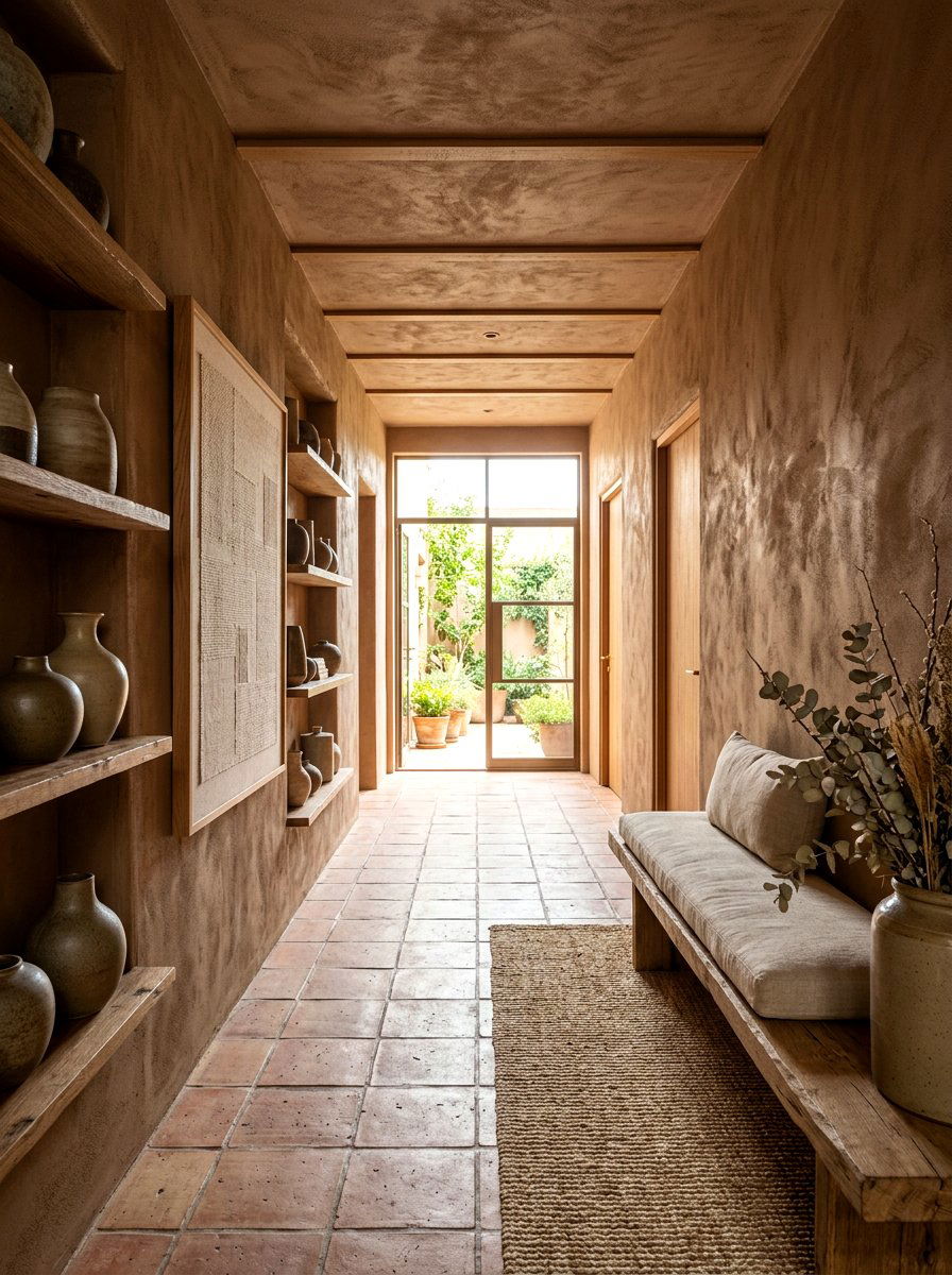 Clay Brown Hallway - 30 color drenched hallway ideas