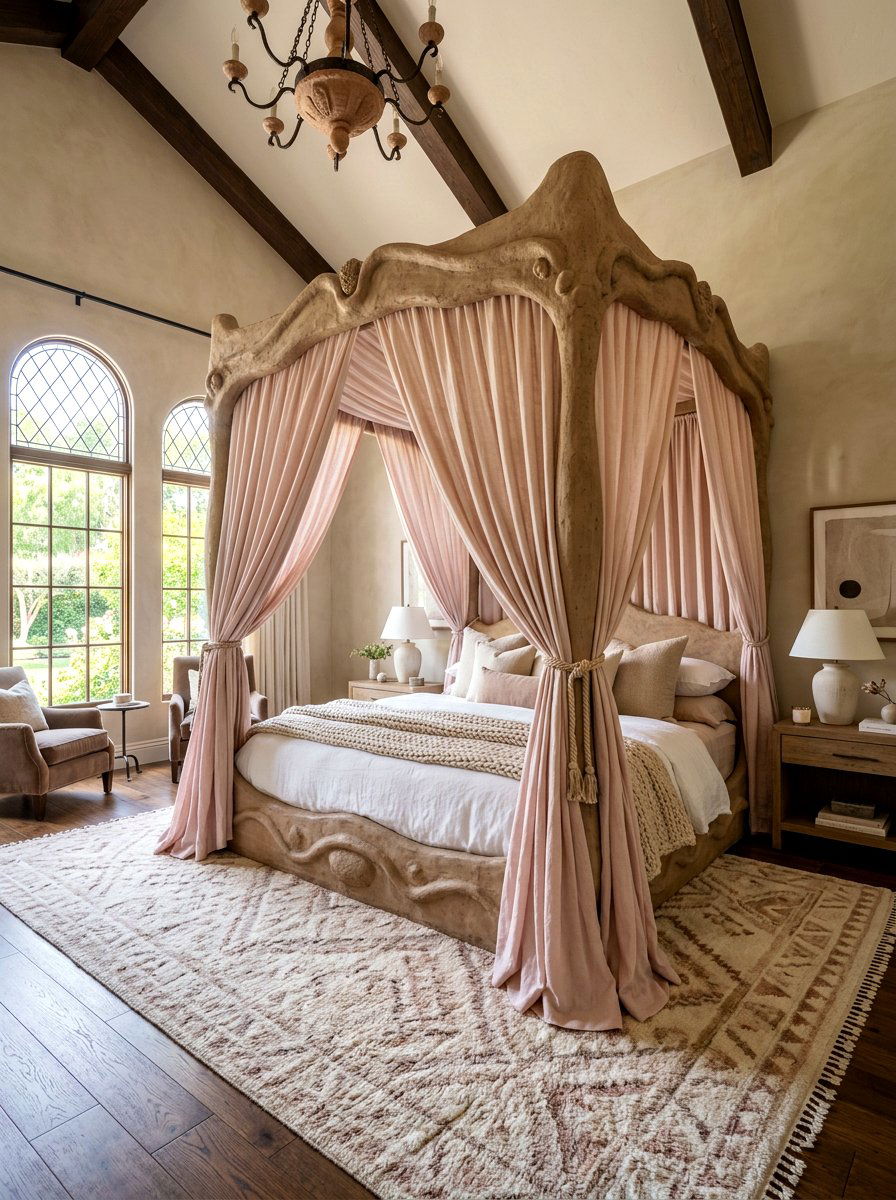 Clay Canopy Bed - 30 clay and blush bedroom ideas