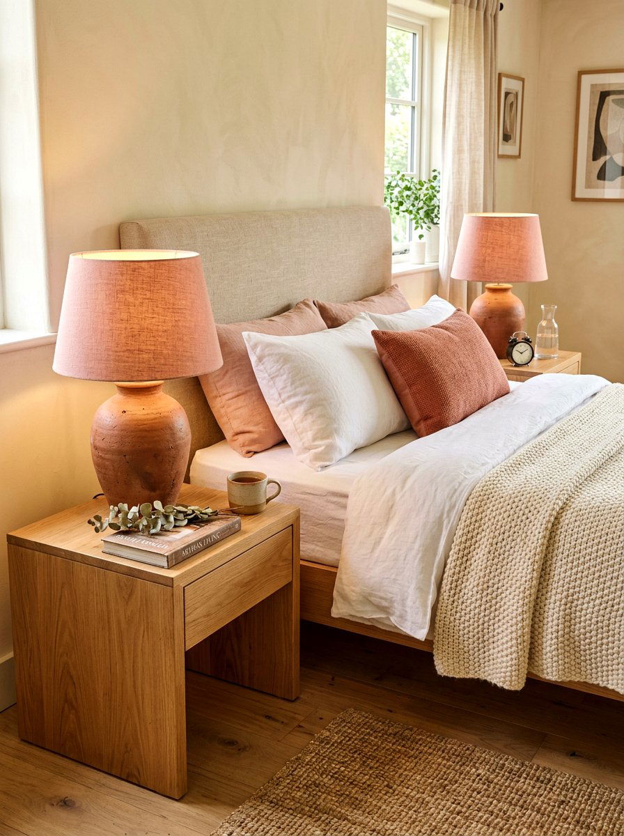 Clay Ceramic Lamps - 30 clay and blush bedroom ideas
