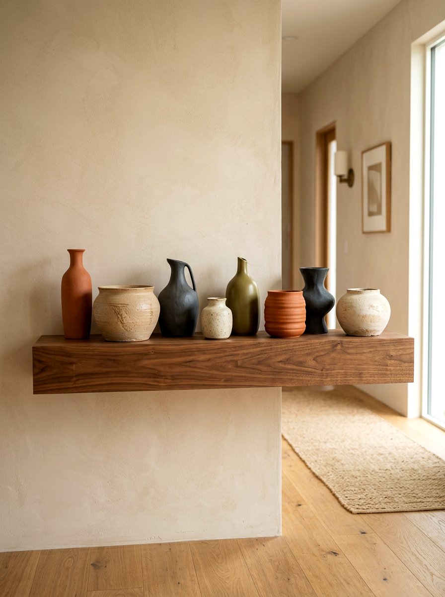 Clay Pottery Display - 30 Japandi decor ideas