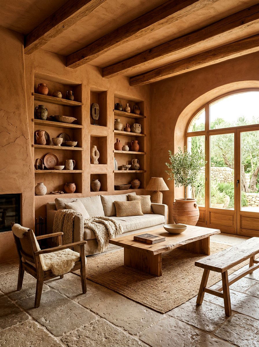 Clay Terracotta Living Room - 30 terracotta washed living room ideas