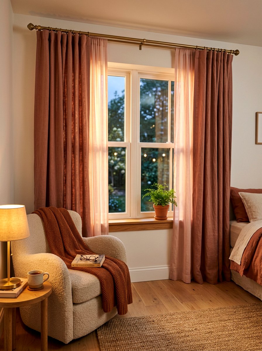 Clay Window Curtains - 30 clay and blush bedroom ideas