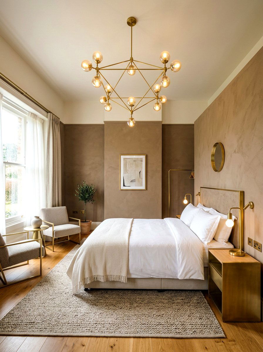Clay and brass light bedroom - 30 clay color bedroom ideas