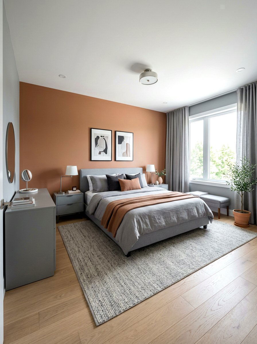 Clay and grey bedroom - 30 clay color bedroom ideas