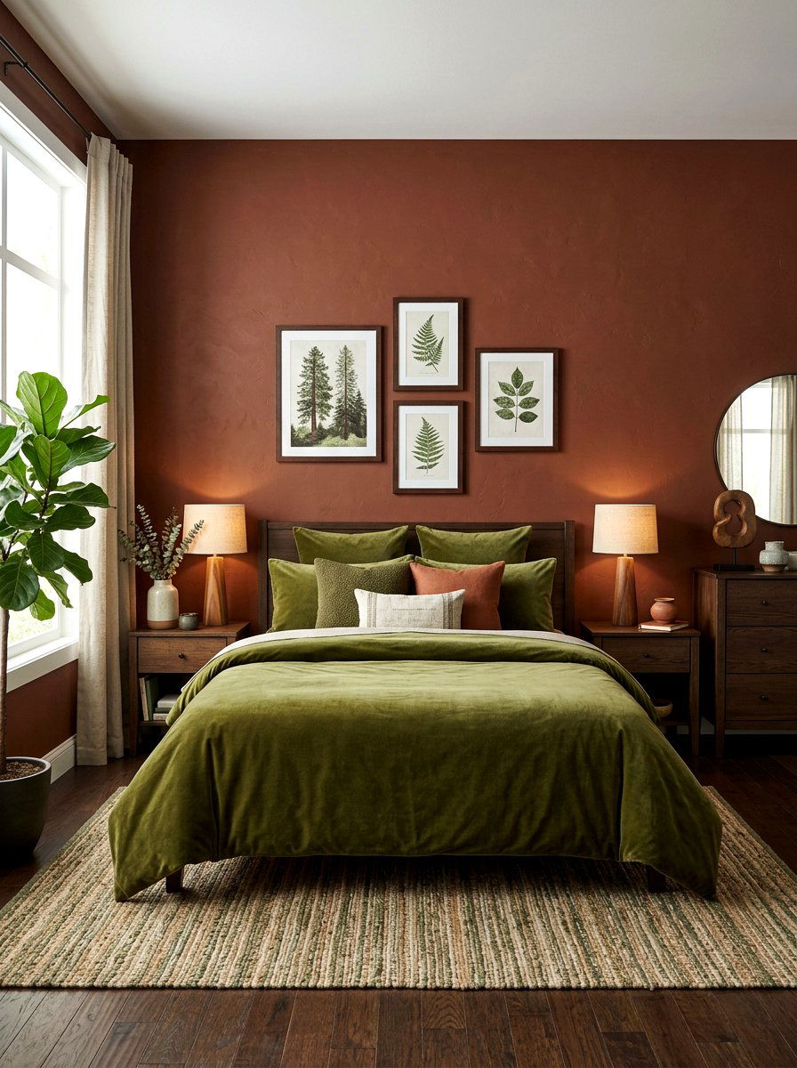 Clay and olive green bedroom - 30 clay color bedroom ideas
