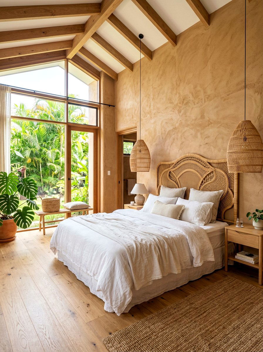 Clay and rattan bedroom - 30 clay color bedroom ideas