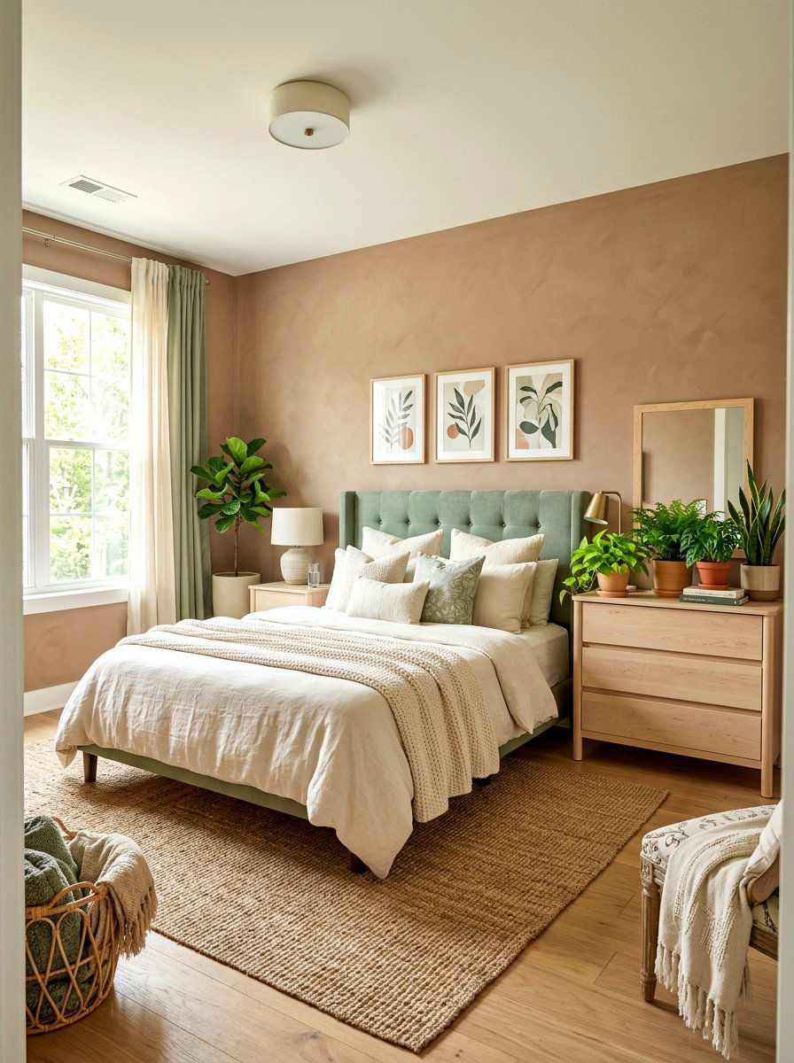 Clay and sage green bedroom - 30 clay color bedroom ideas