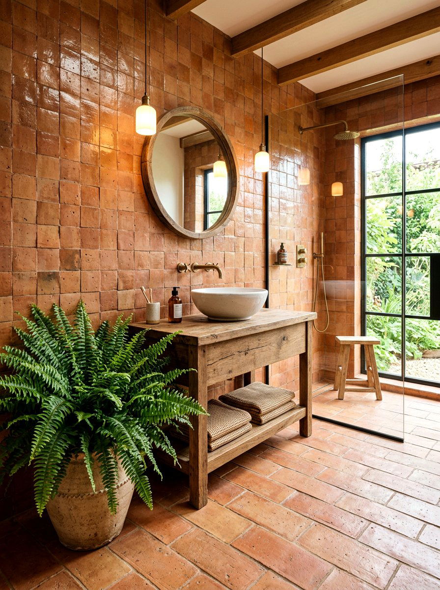 Clay bathroom tiles - 30 earthy home decor ideas