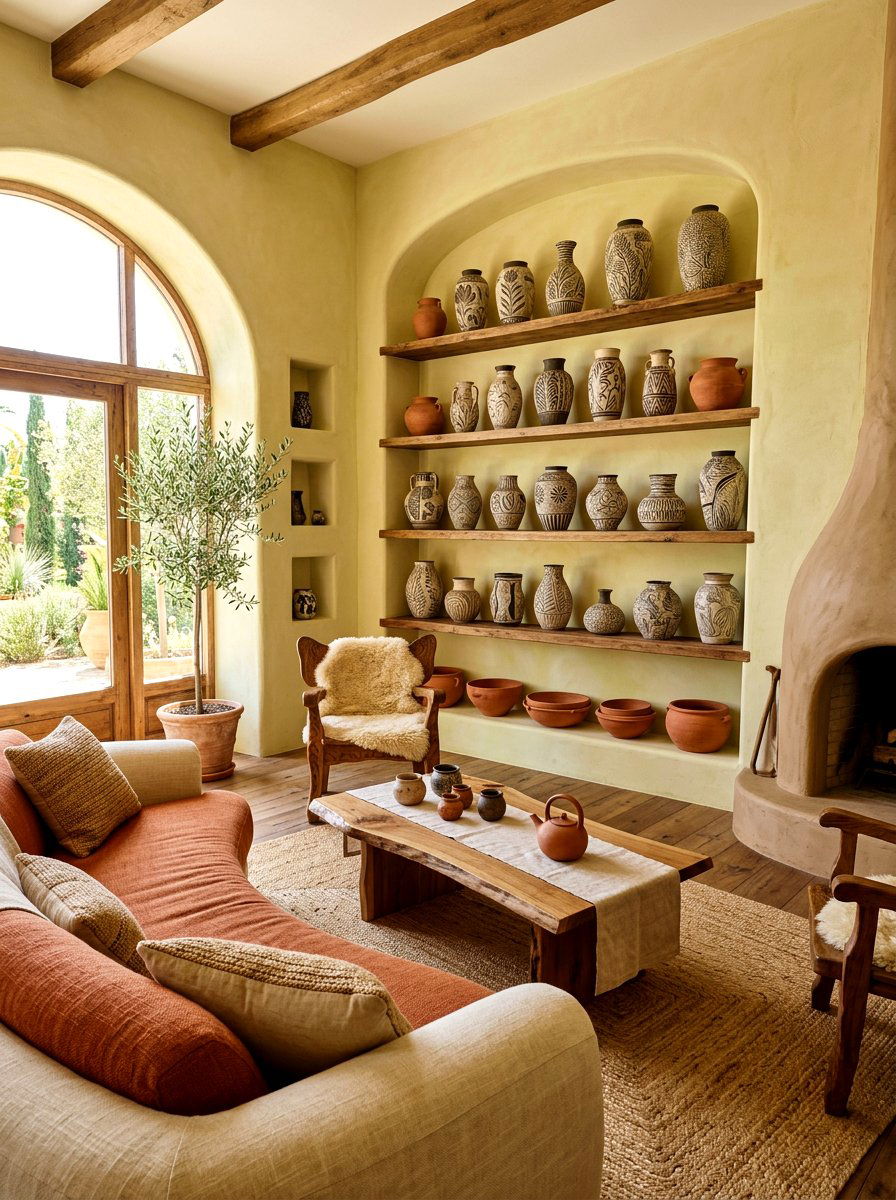 Clay pottery living room - 30 southwestern living room ideas