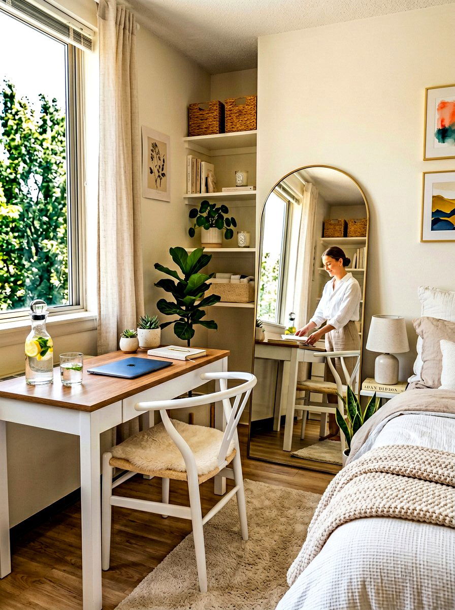 Clean Girl Aesthetic Dorm - 30 college bedroom ideas