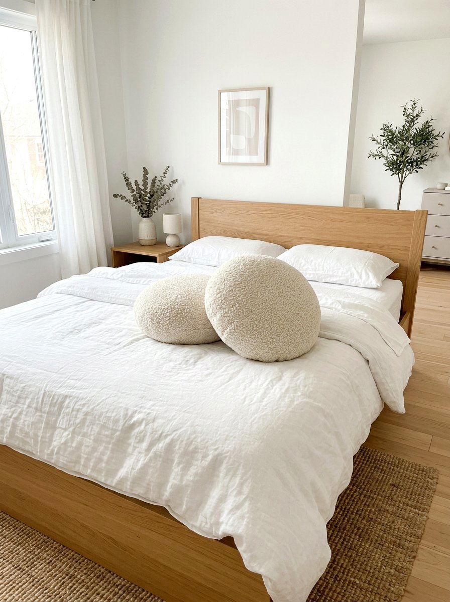 Clean Girl Boucle Pillows - 30 clean girl bedroom ideas