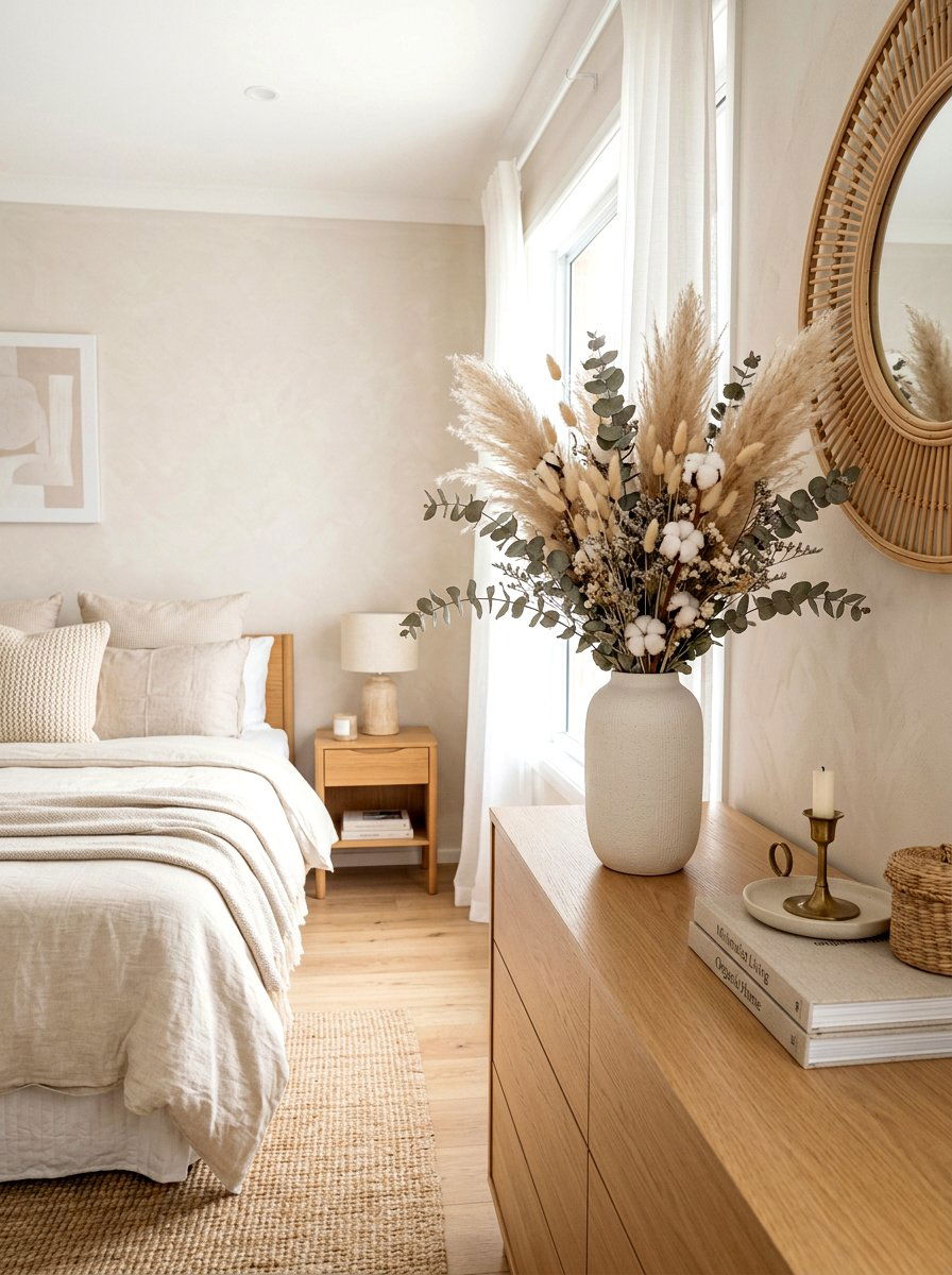 Clean Girl Dried Florals - 30 clean girl bedroom ideas