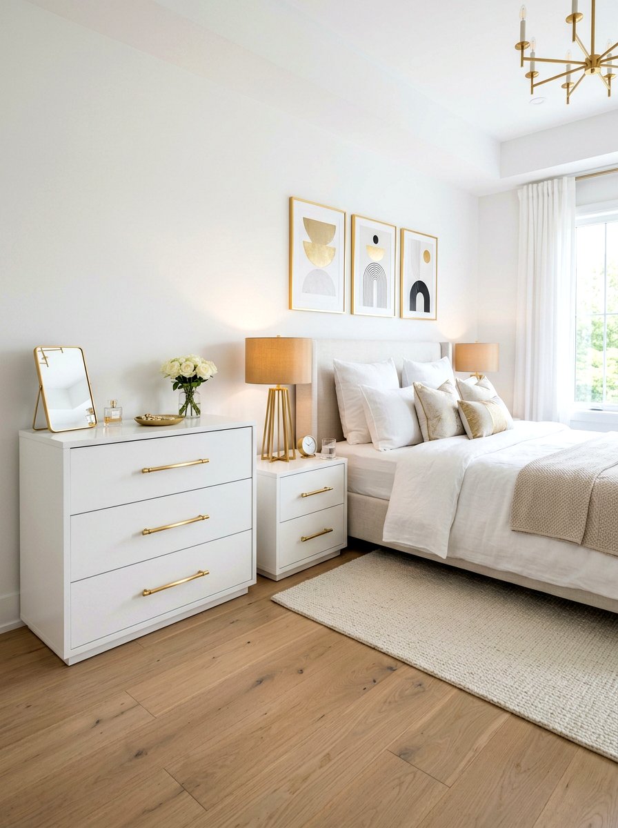 Clean Girl Gold Accents - 30 clean girl bedroom ideas