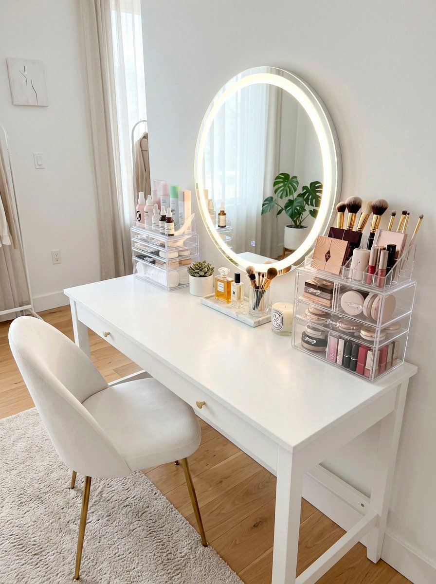 Clean Girl Makeup Vanity - 30 clean girl bedroom ideas