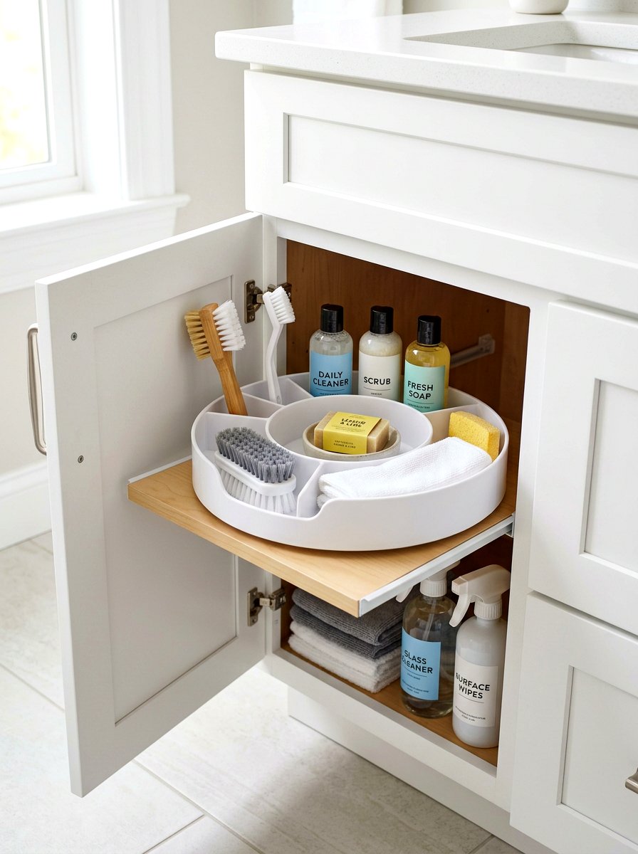 Cleaning Lazy Susan - 30 organizing cleaning supplies ideas
