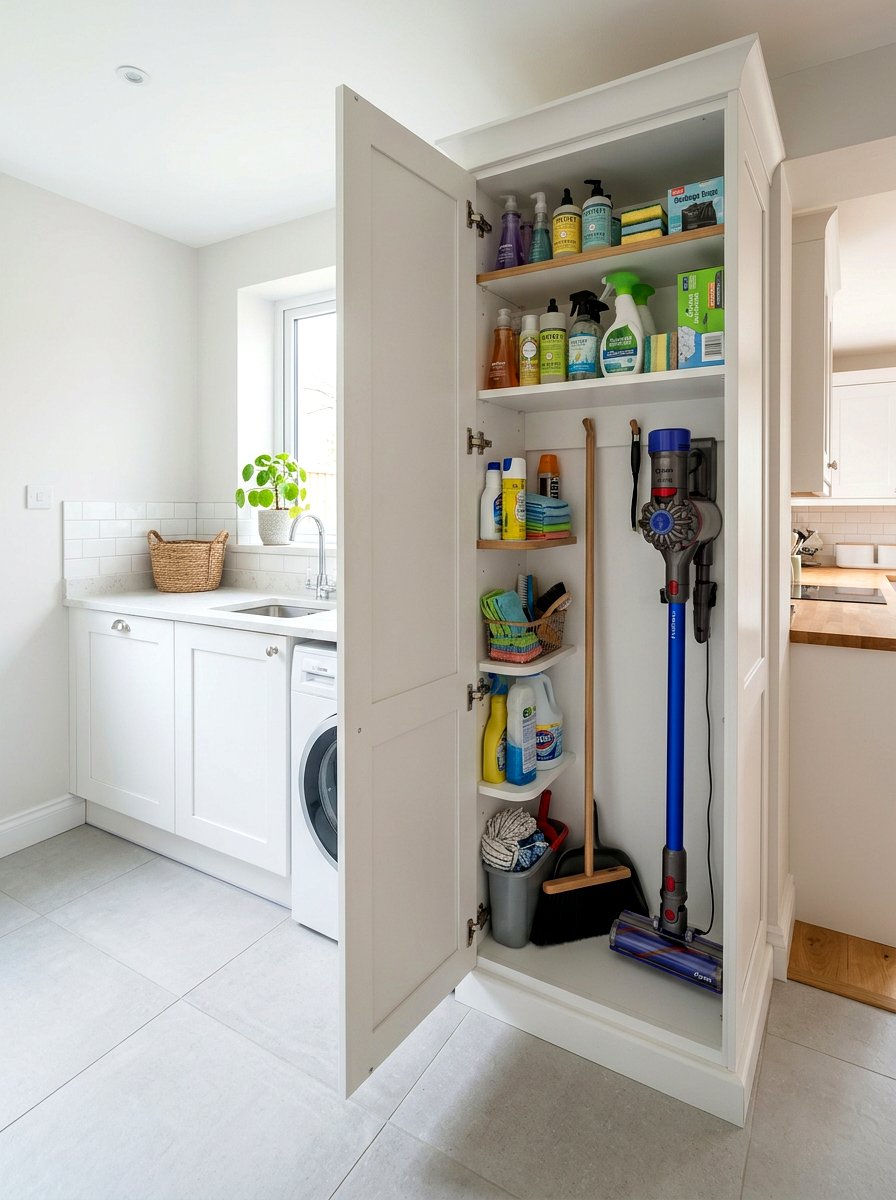 Cleaning Supply Cabinet - 30 concealed kitchen storage ideas