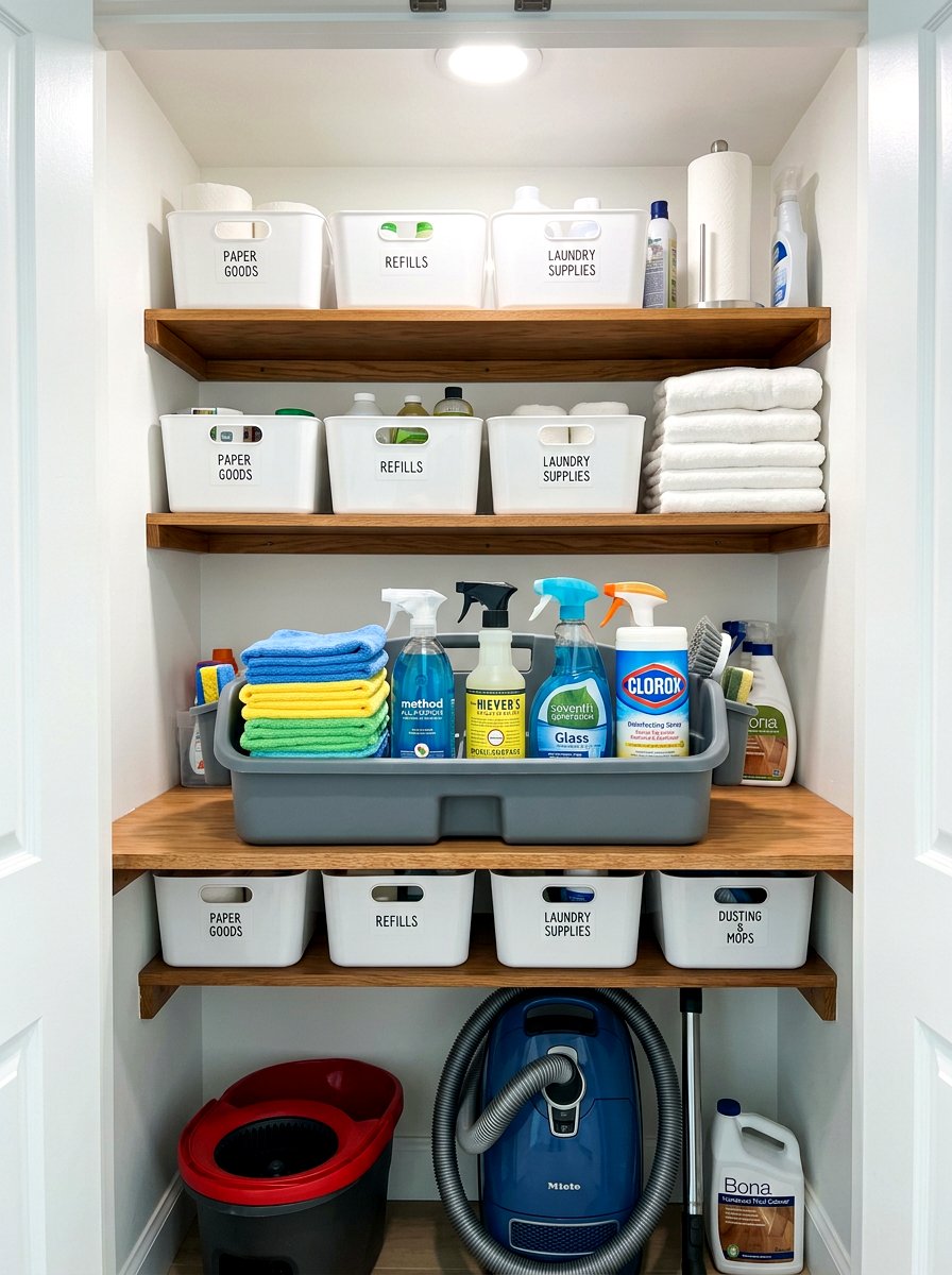 Cleaning Supply Caddy - 30 utility closet shelving ideas