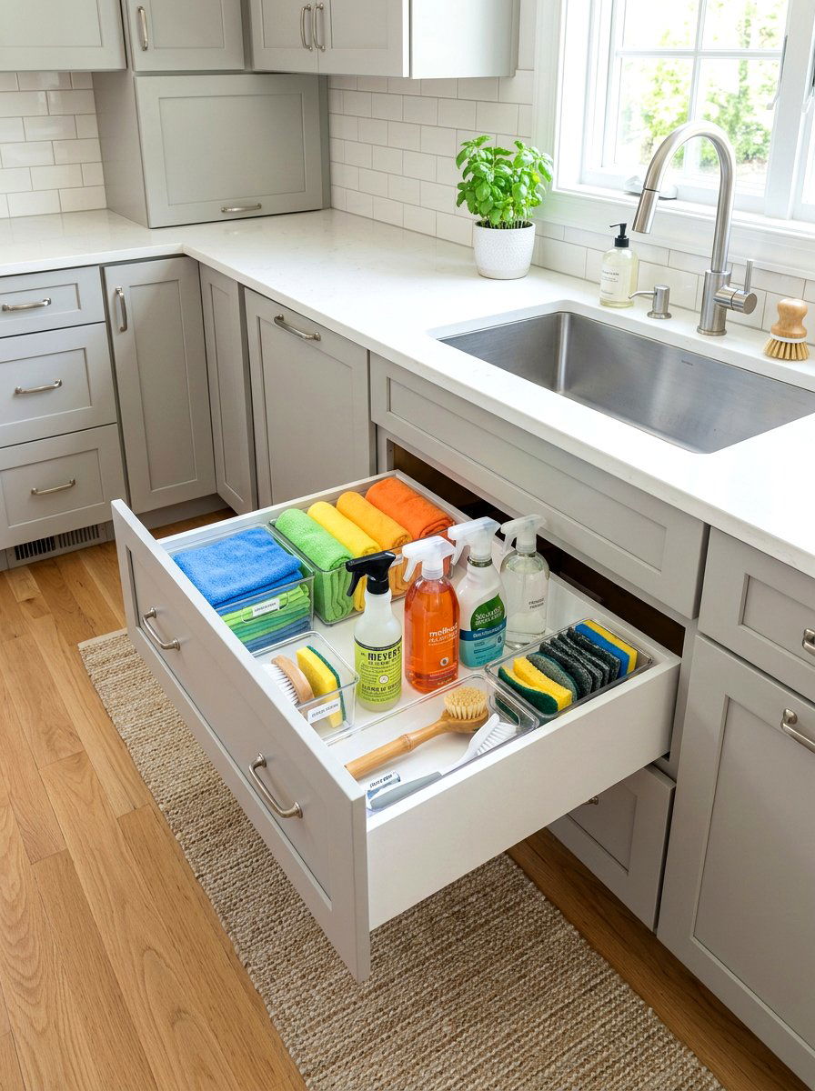 Cleaning Supply Drawer - 30 kitchen drawer organization ideas